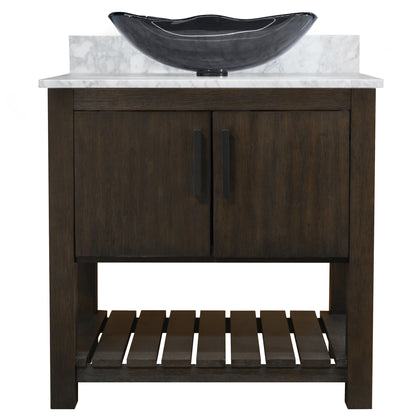30-inch Bath Vanity with Carrara White Marble Counter and Sink - NOBV-30CM-CAR-317G