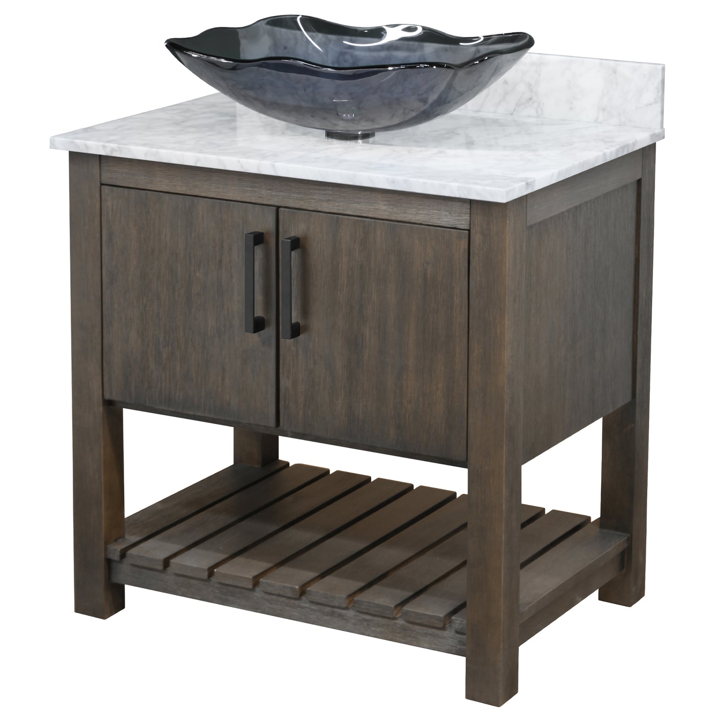 30-inch Bath Vanity with Carrara White Marble Counter and Sink - NOBV-30CM-CAR-317G