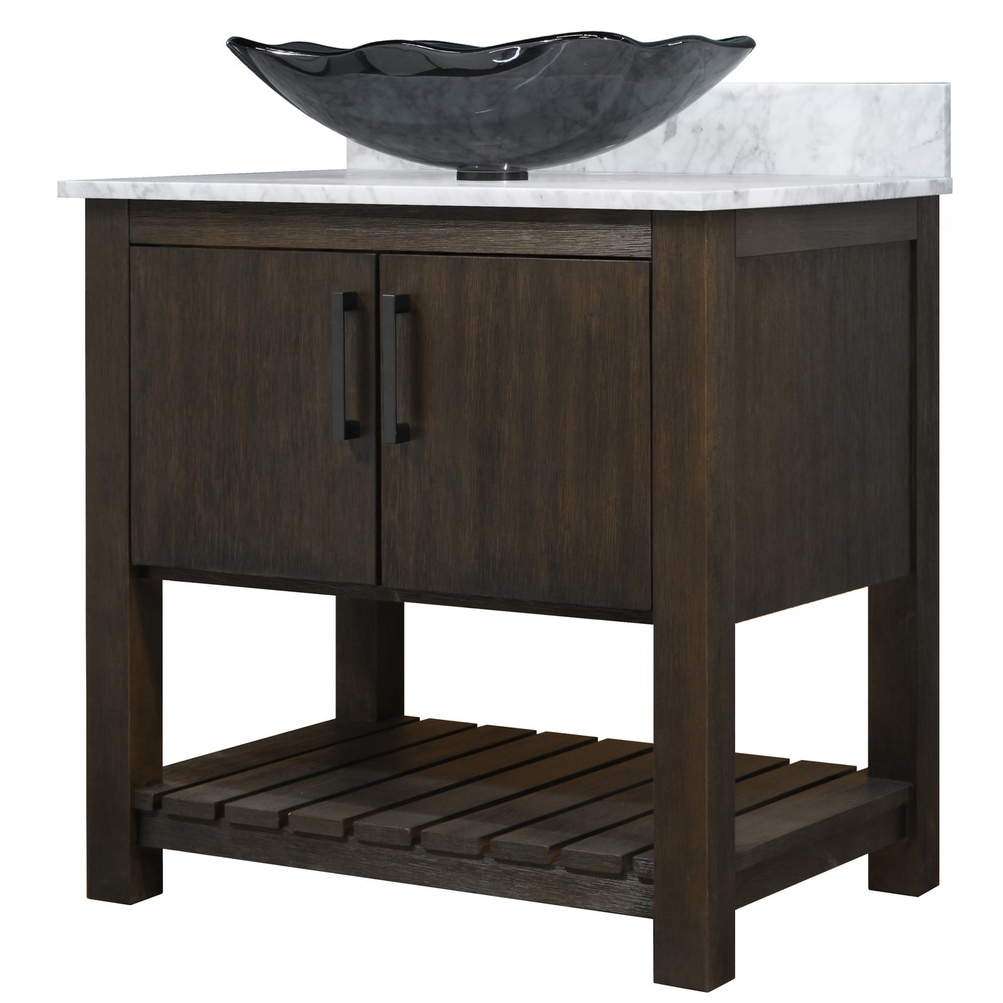 30-inch Bath Vanity with Carrara White Marble Counter and Sink - NOBV-30CM-CAR-317G