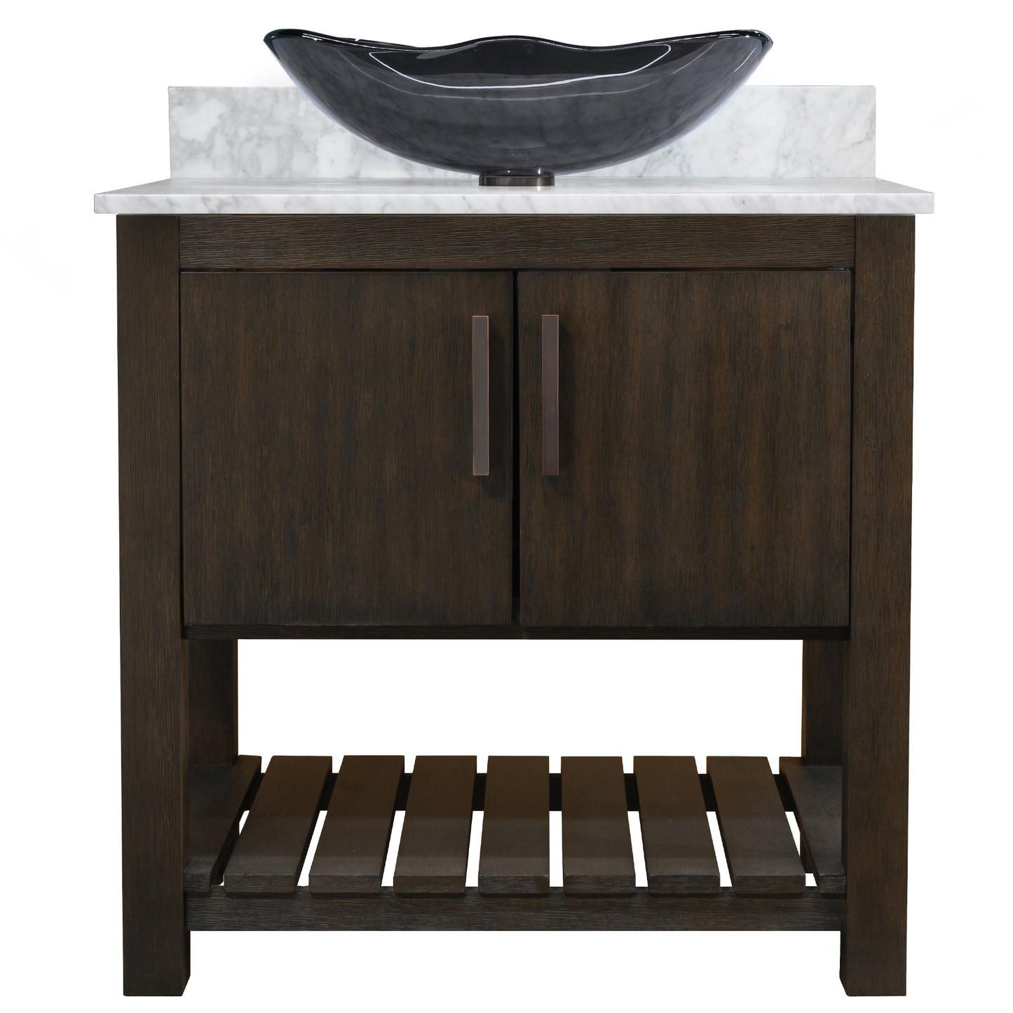 30-inch Bath Vanity with Carrara White Marble Counter and Sink - NOBV-30CM-CAR-317G