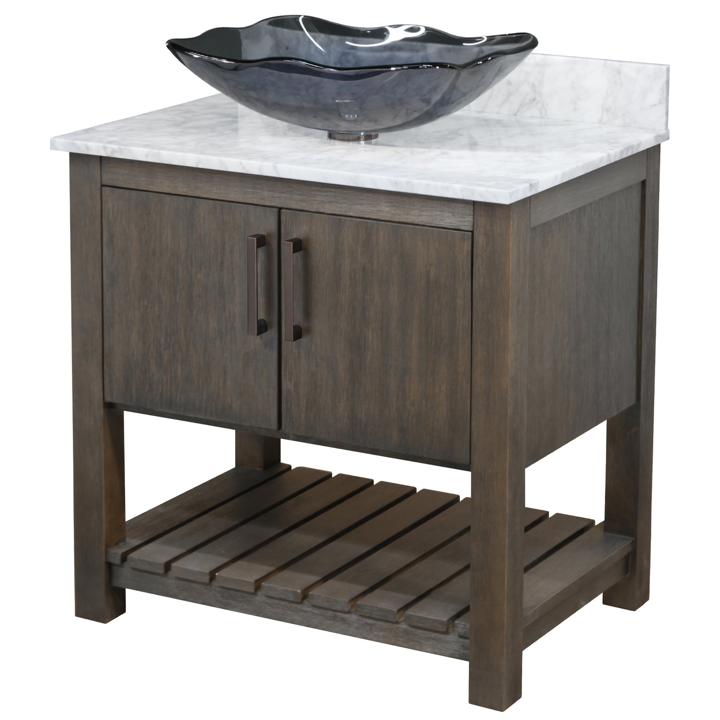 30-inch Bath Vanity with Carrara White Marble Counter and Sink - NOBV-30CM-CAR-317G