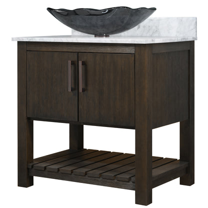 30-inch Bath Vanity with Carrara White Marble Counter and Sink - NOBV-30CM-CAR-317G