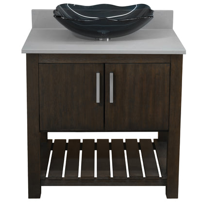 30-inch Bath Vanity with Storm Grey Quartz Counter and Sink - NOBV-30CM-280-317G