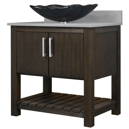 30-inch Bath Vanity with Storm Grey Quartz Counter and Sink - NOBV-30CM-280-317G