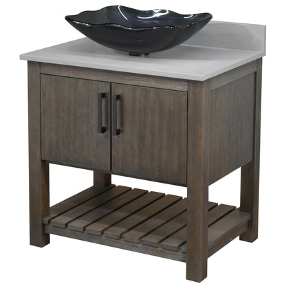 30-inch Bath Vanity with Storm Grey Quartz Counter and Sink - NOBV-30CM-280-317G