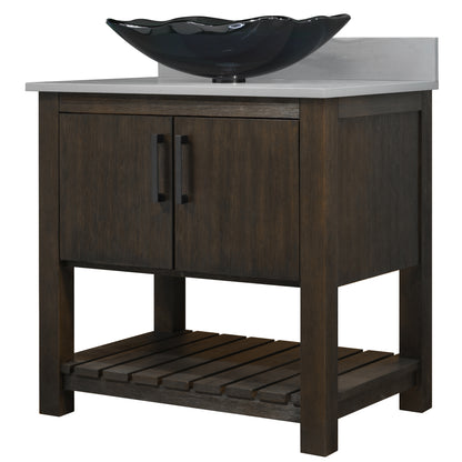 30-inch Bath Vanity with Storm Grey Quartz Counter and Sink - NOBV-30CM-280-317G