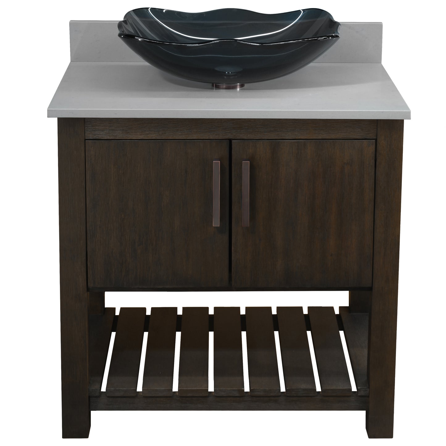 30-inch Bath Vanity with Storm Grey Quartz Counter and Sink - NOBV-30CM-280-317G