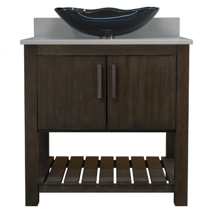 30-inch Bath Vanity with Storm Grey Quartz Counter and Sink - NOBV-30CM-280-317G