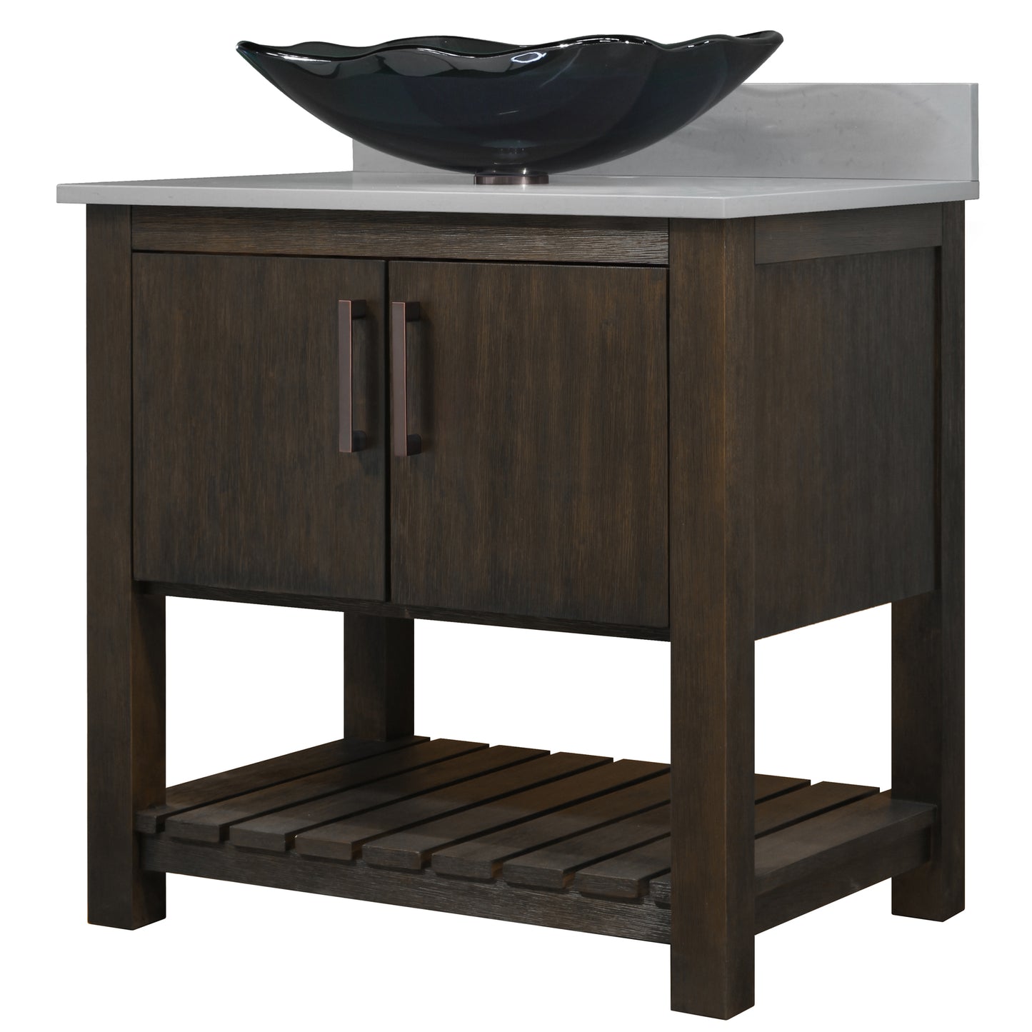 30-inch Bath Vanity with Storm Grey Quartz Counter and Sink - NOBV-30CM-280-317G