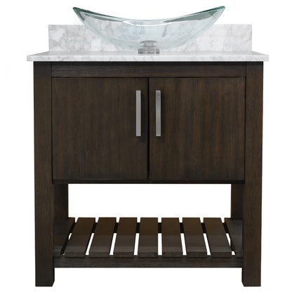 30-inch Bath Vanity with Carrara White Marble Counter and Sink - NOBV-30CM-CAR-324C