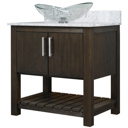 30-inch Bath Vanity with Carrara White Marble Counter and Sink - NOBV-30CM-CAR-324C