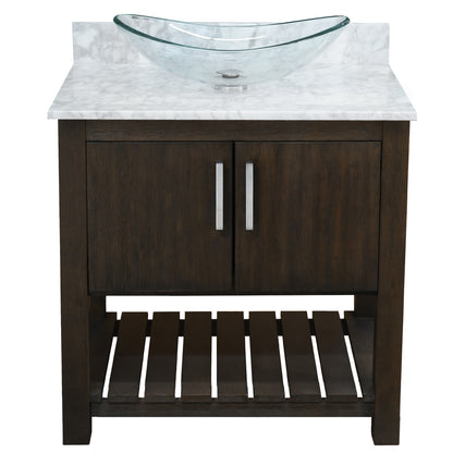 30-inch Bath Vanity with Carrara White Marble Counter and Sink - NOBV-30CM-CAR-324C