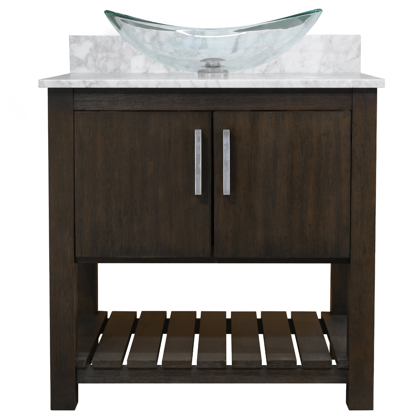 30-inch Bath Vanity with Carrara White Marble Counter and Sink - NOBV-30CM-CAR-324C