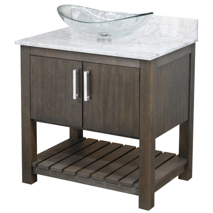30-inch Bath Vanity with Carrara White Marble Counter and Sink - NOBV-30CM-CAR-324C