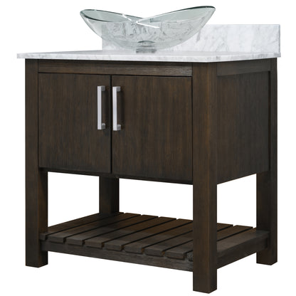 30-inch Bath Vanity with Carrara White Marble Counter and Sink - NOBV-30CM-CAR-324C