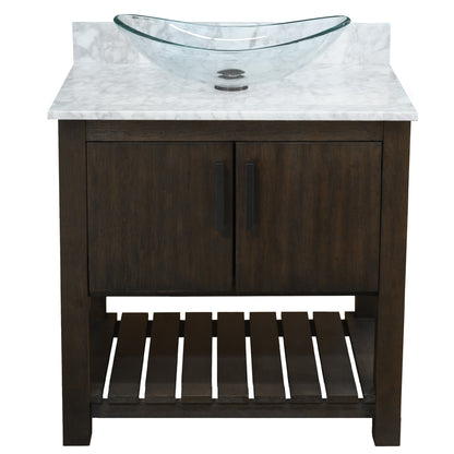 30-inch Bath Vanity with Carrara White Marble Counter and Sink - NOBV-30CM-CAR-324C