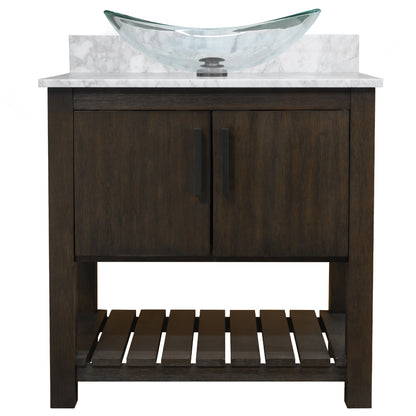 30-inch Bath Vanity with Carrara White Marble Counter and Sink - NOBV-30CM-CAR-324C