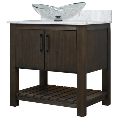 30-inch Bath Vanity with Carrara White Marble Counter and Sink - NOBV-30CM-CAR-324C