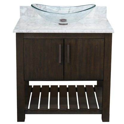 30-inch Bath Vanity with Carrara White Marble Counter and Sink - NOBV-30CM-CAR-324C