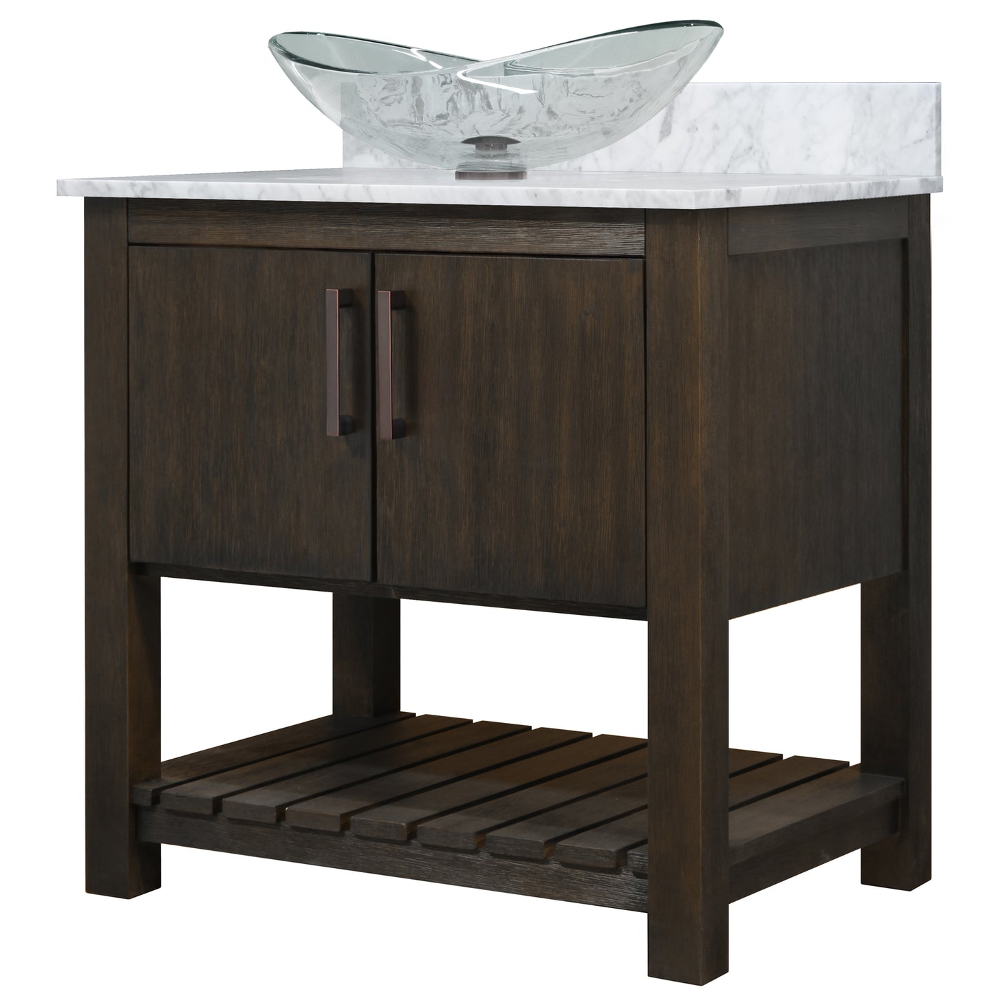 30-inch Bath Vanity with Carrara White Marble Counter and Sink - NOBV-30CM-CAR-324C