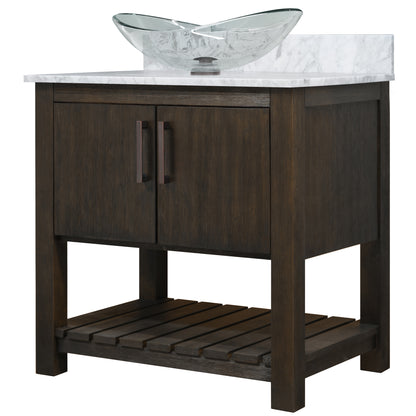 30-inch Bath Vanity with Carrara White Marble Counter and Sink - NOBV-30CM-CAR-324C