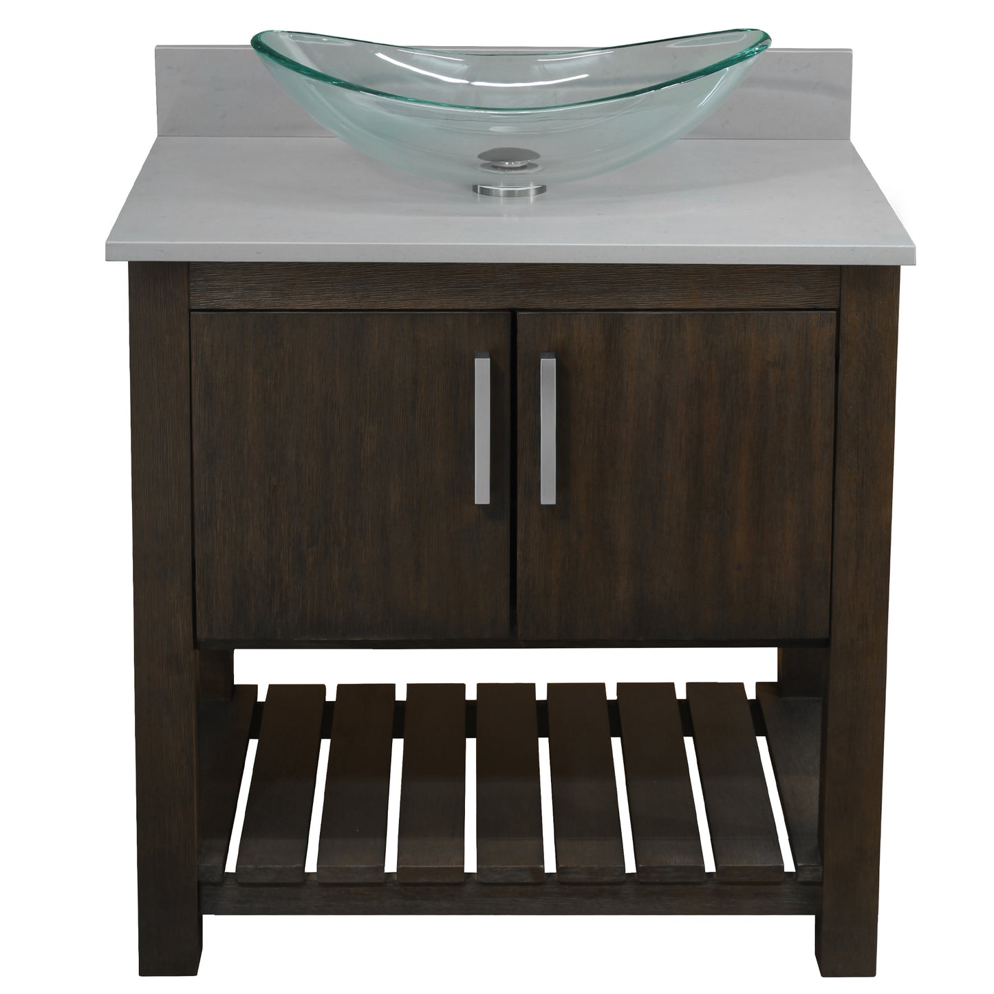 30-inch Bath Vanity with Storm Grey Quartz Counter and Sink - NOBV-30CM-280-324C