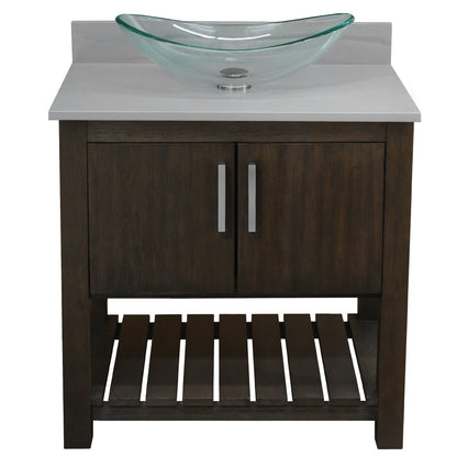 30-inch Bath Vanity with Storm Grey Quartz Counter and Sink - NOBV-30CM-280-324C