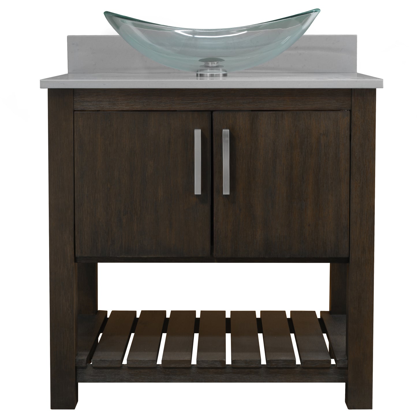 30-inch Bath Vanity with Storm Grey Quartz Counter and Sink - NOBV-30CM-280-324C