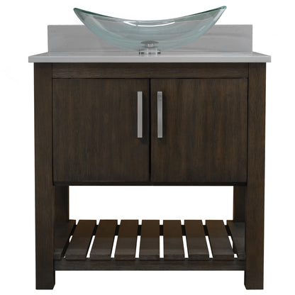 30-inch Bath Vanity with Storm Grey Quartz Counter and Sink - NOBV-30CM-280-324C
