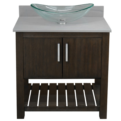 30-inch Bath Vanity with Storm Grey Quartz Counter and Sink - NOBV-30CM-280-324C