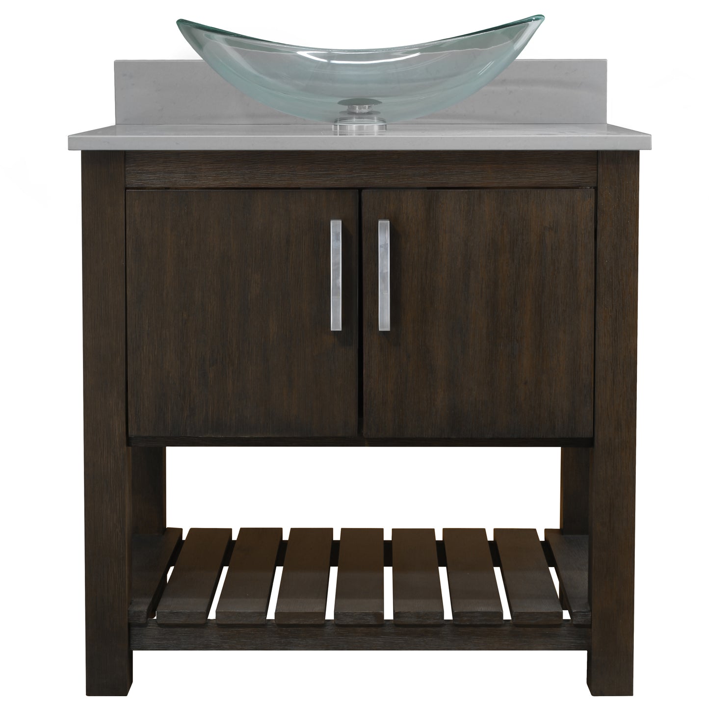 30-inch Bath Vanity with Storm Grey Quartz Counter and Sink - NOBV-30CM-280-324C