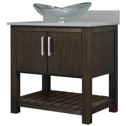30-inch Bath Vanity with Storm Grey Quartz Counter and Sink - NOBV-30CM-280-324C