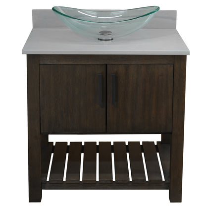 30-inch Bath Vanity with Storm Grey Quartz Counter and Sink - NOBV-30CM-280-324C