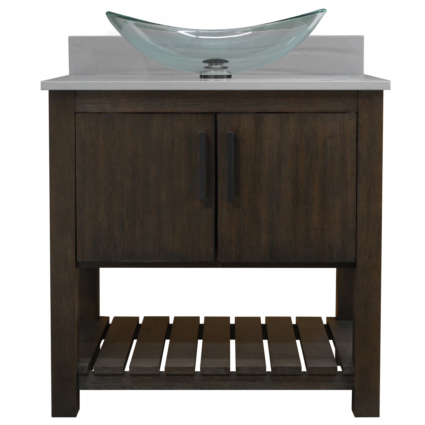 30-inch Bath Vanity with Storm Grey Quartz Counter and Sink - NOBV-30CM-280-324C