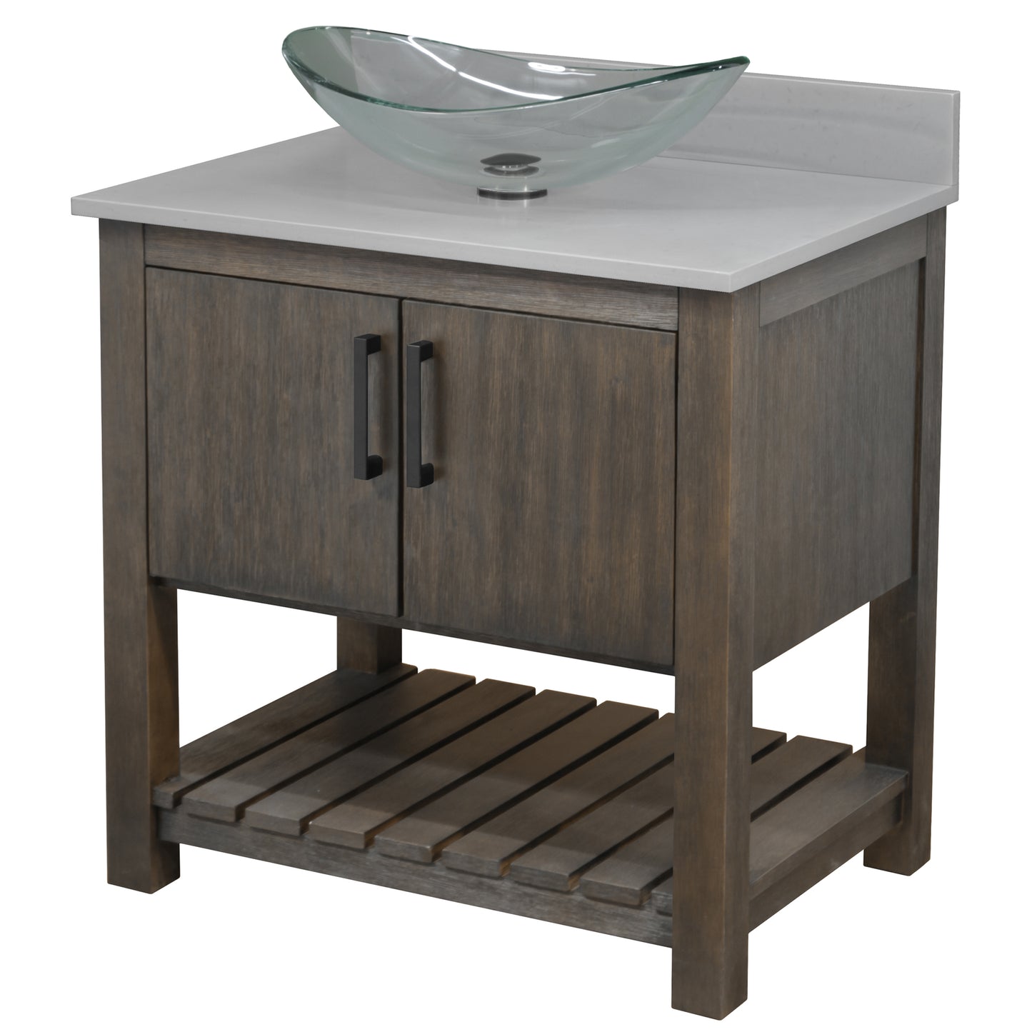 30-inch Bath Vanity with Storm Grey Quartz Counter and Sink - NOBV-30CM-280-324C