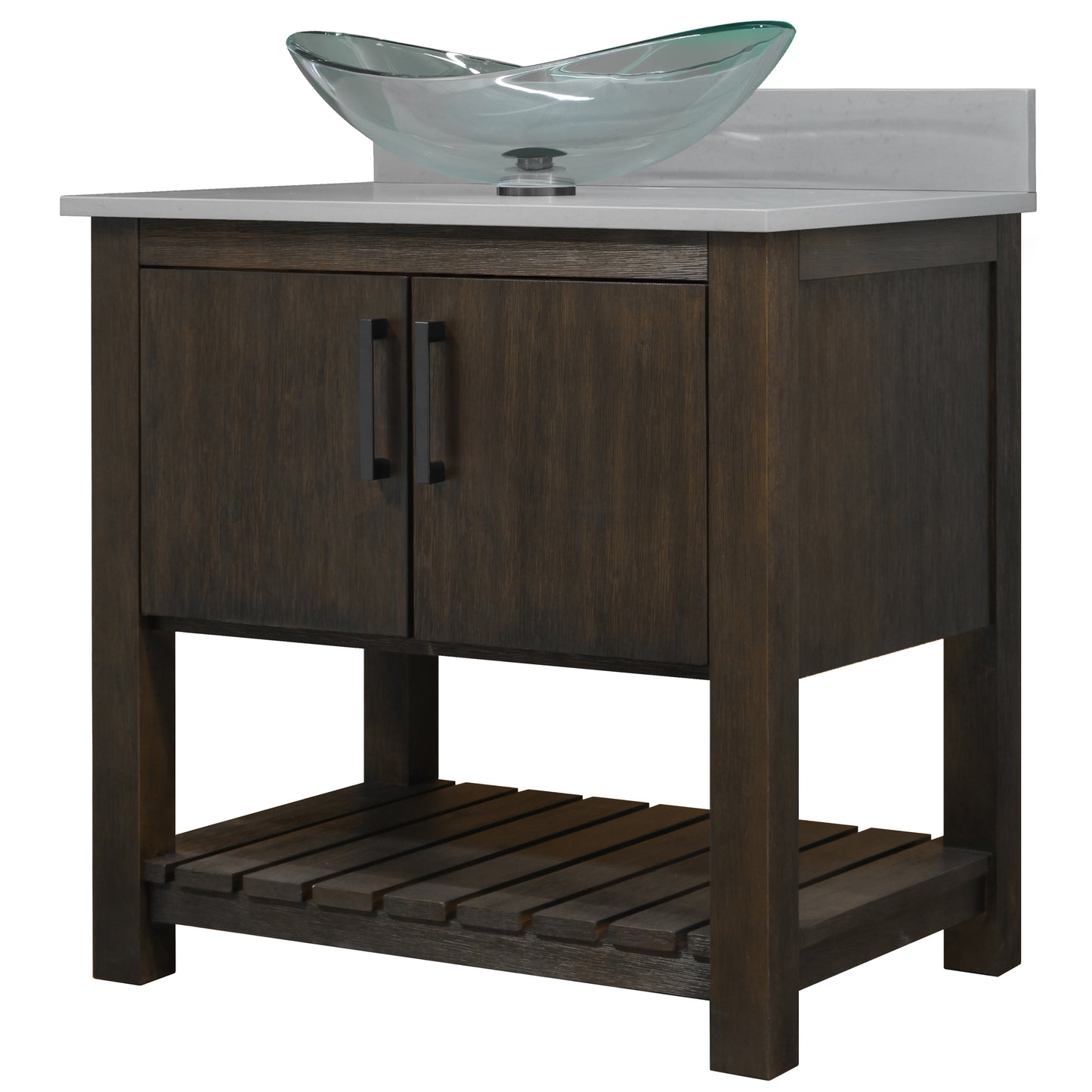 30-inch Bath Vanity with Storm Grey Quartz Counter and Sink - NOBV-30CM-280-324C