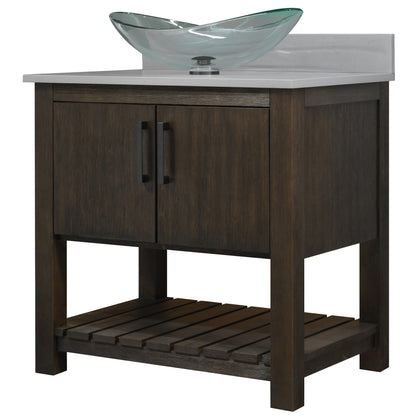 30-inch Bath Vanity with Storm Grey Quartz Counter and Sink - NOBV-30CM-280-324C