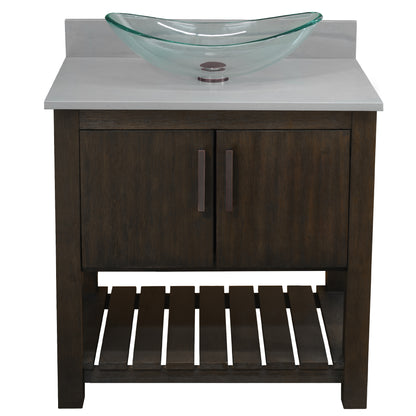 30-inch Bath Vanity with Storm Grey Quartz Counter and Sink - NOBV-30CM-280-324C