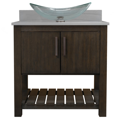 30-inch Bath Vanity with Storm Grey Quartz Counter and Sink - NOBV-30CM-280-324C