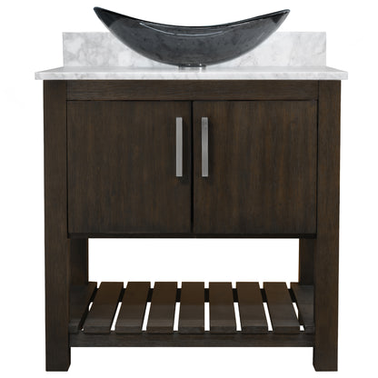 30-inch Bath Vanity with Carrara White Marble Counter and Sink - NOBV-30CM-CAR-324G