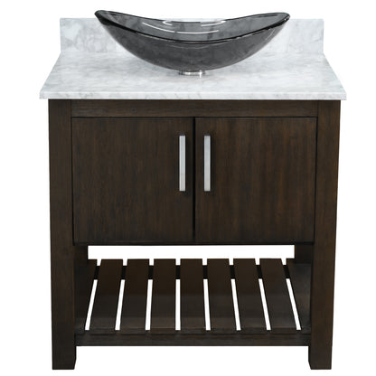 30-inch Bath Vanity with Carrara White Marble Counter and Sink - NOBV-30CM-CAR-324G