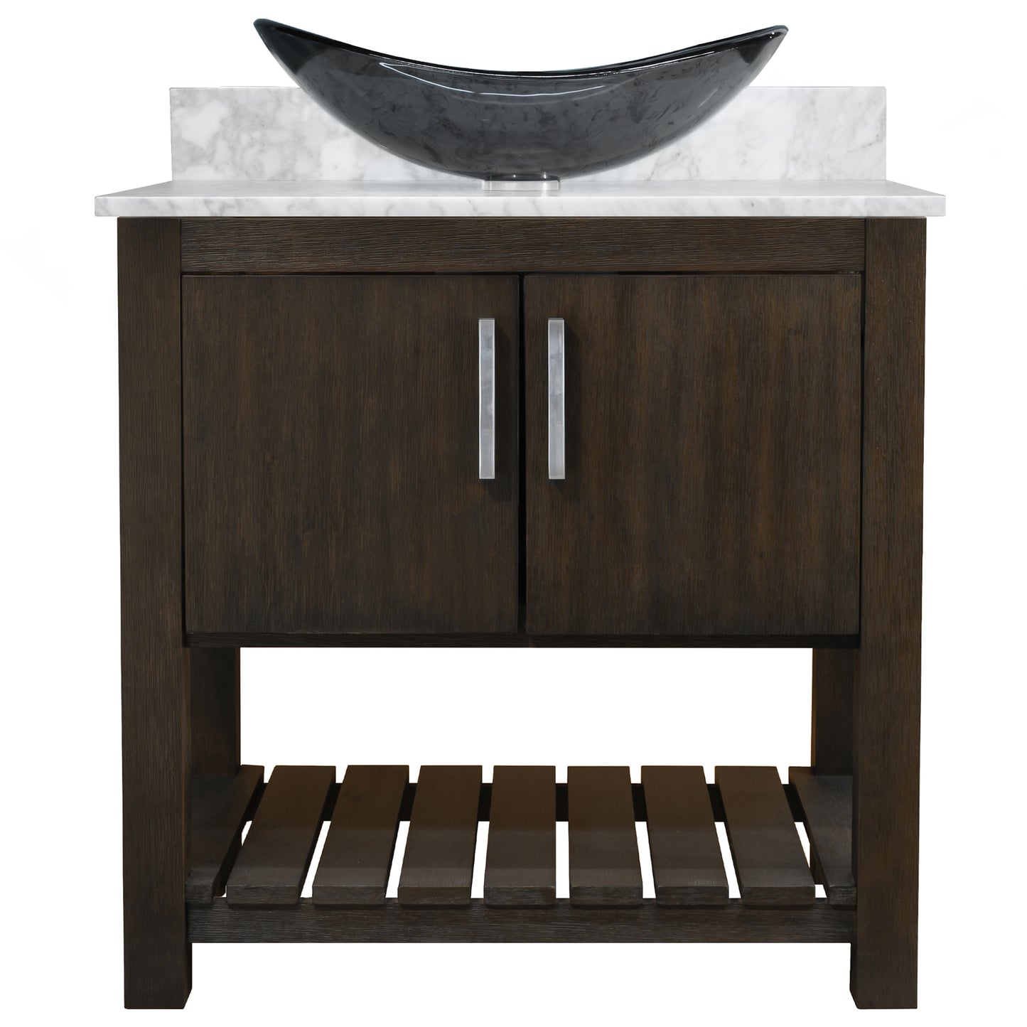 30-inch Bath Vanity with Carrara White Marble Counter and Sink - NOBV-30CM-CAR-324G