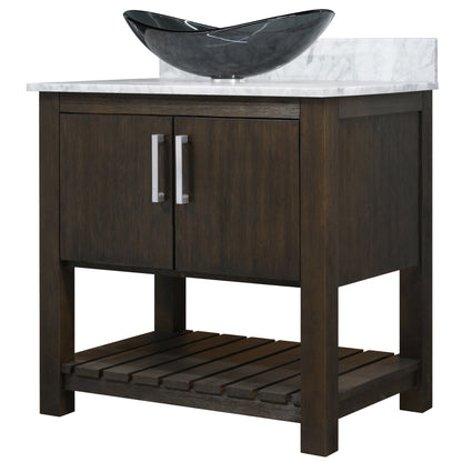 30-inch Bath Vanity with Carrara White Marble Counter and Sink - NOBV-30CM-CAR-324G
