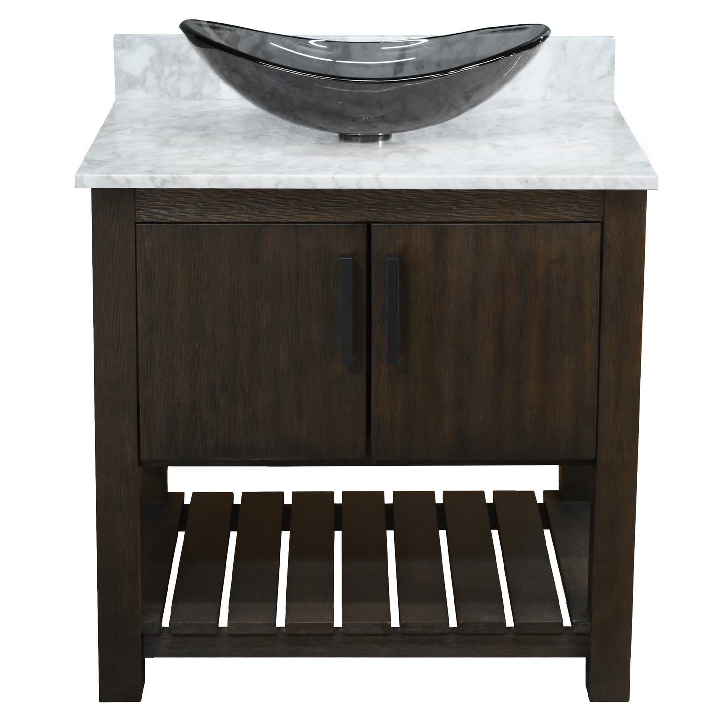 30-inch Bath Vanity with Carrara White Marble Counter and Sink - NOBV-30CM-CAR-324G
