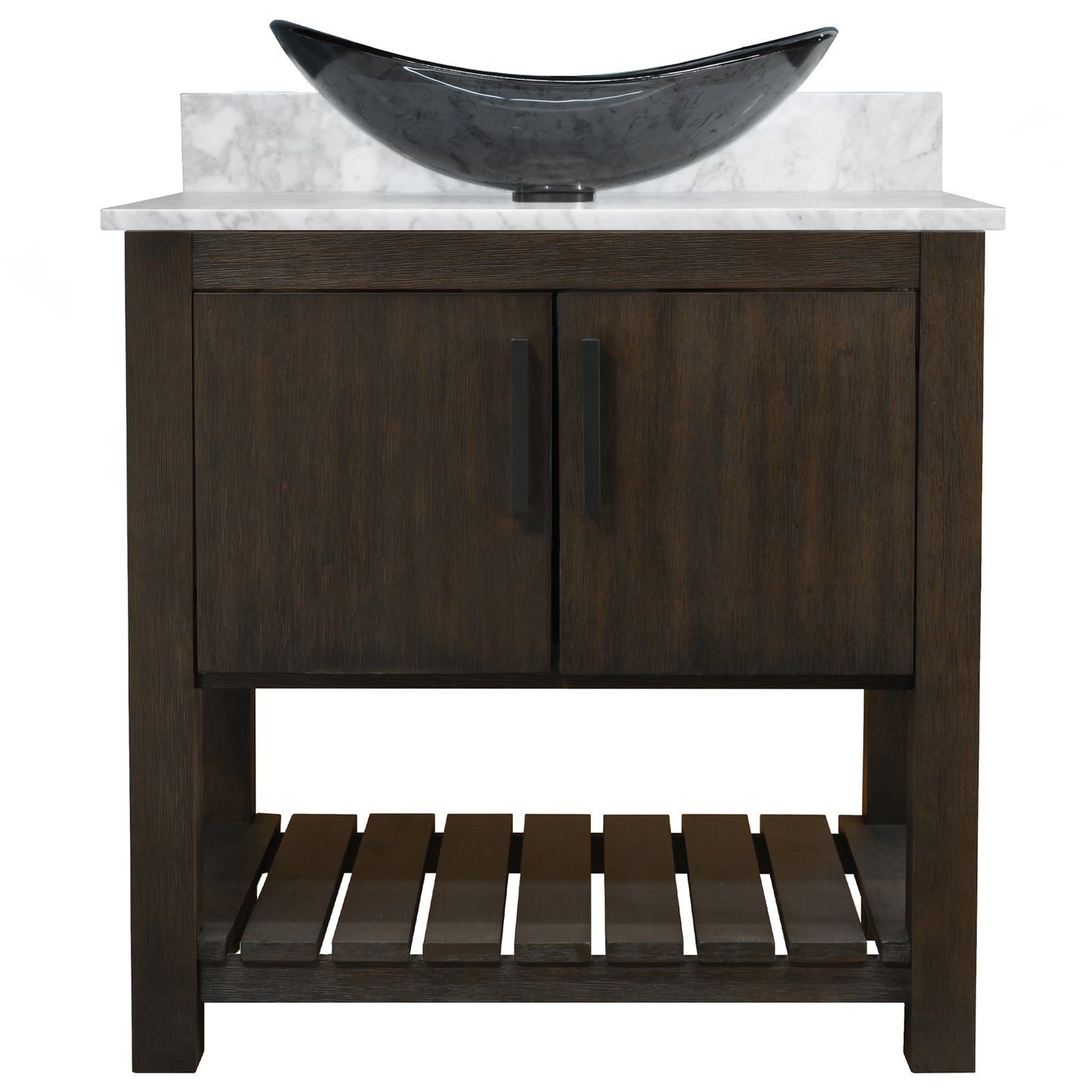 30-inch Bath Vanity with Carrara White Marble Counter and Sink - NOBV-30CM-CAR-324G