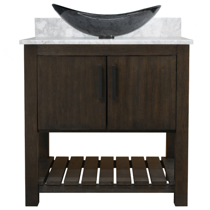 30-inch Bath Vanity with Carrara White Marble Counter and Sink - NOBV-30CM-CAR-324G