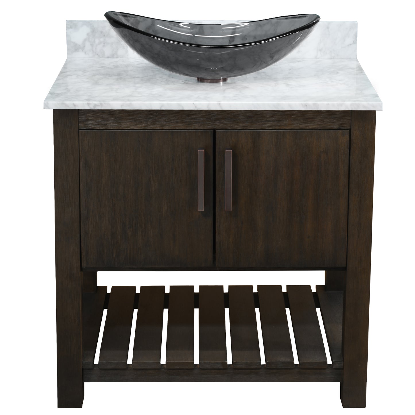 30-inch Bath Vanity with Carrara White Marble Counter and Sink - NOBV-30CM-CAR-324G
