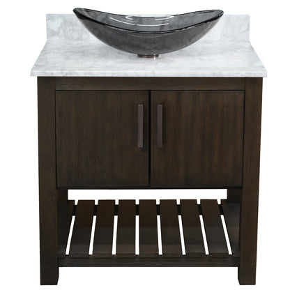 30-inch Bath Vanity with Carrara White Marble Counter and Sink - NOBV-30CM-CAR-324G