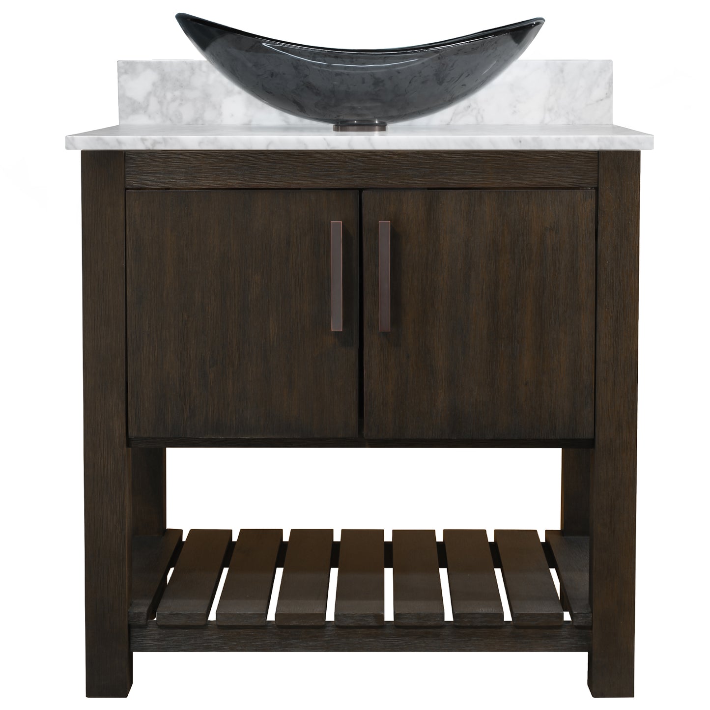 30-inch Bath Vanity with Carrara White Marble Counter and Sink - NOBV-30CM-CAR-324G