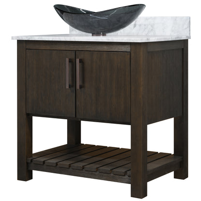 30-inch Bath Vanity with Carrara White Marble Counter and Sink - NOBV-30CM-CAR-324G